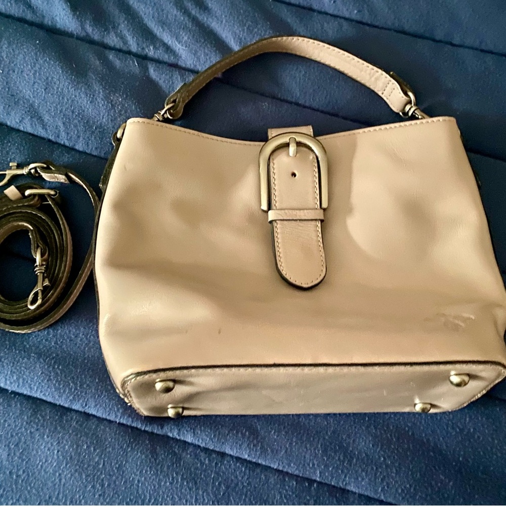 Elegant Cream Leather Handbag by Patricia Nash